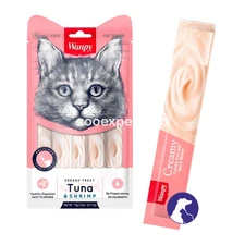 Wanpy Cat Creamy Treats Tuna & Shrimp, кремовое лакомство для кошек с тунцом и креветками 14gr