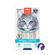 Wanpy Cat Functional Creamy Treats Codfish & Chicken Hairball Control, кремовое лакомство для кошек 70gr
