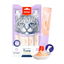 Wanpy Cat Creamy Treats Tuna & Crab, кремовое лакомство для кошек с тунцом и крабом 14gr